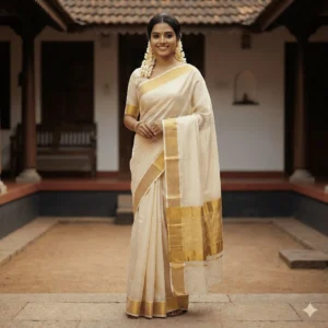 Traditional Kerala Kasavu Saree